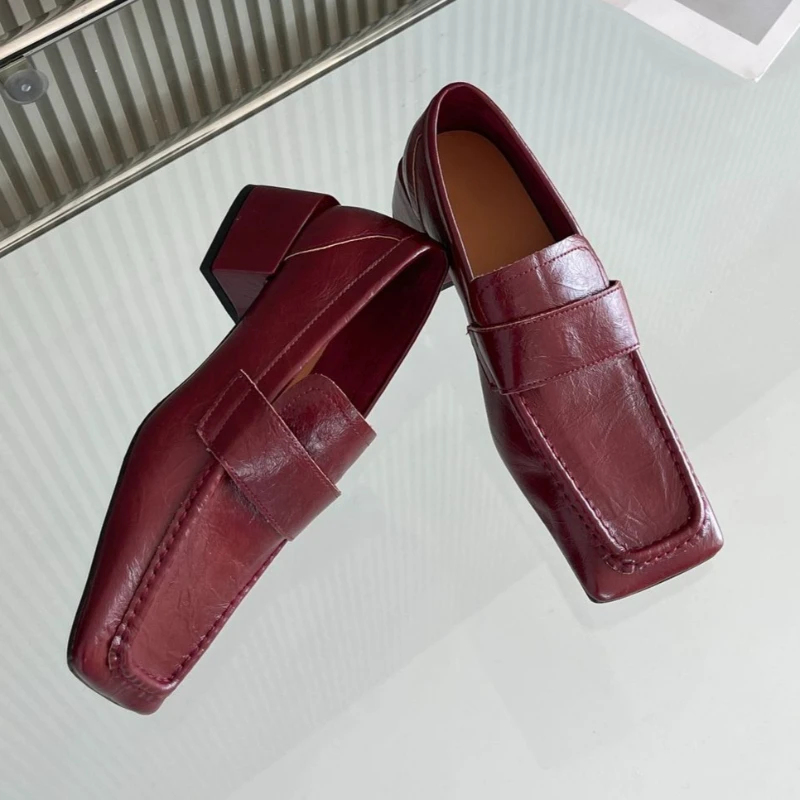 Women Square Toe Chunky Heel D - Leatherwork Designs ulasan dan harga