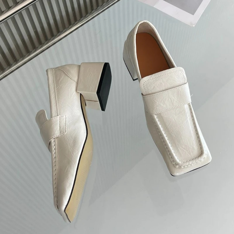Women Square Toe Chunky Heel D - Leatherwork Designs ulasan dan harga