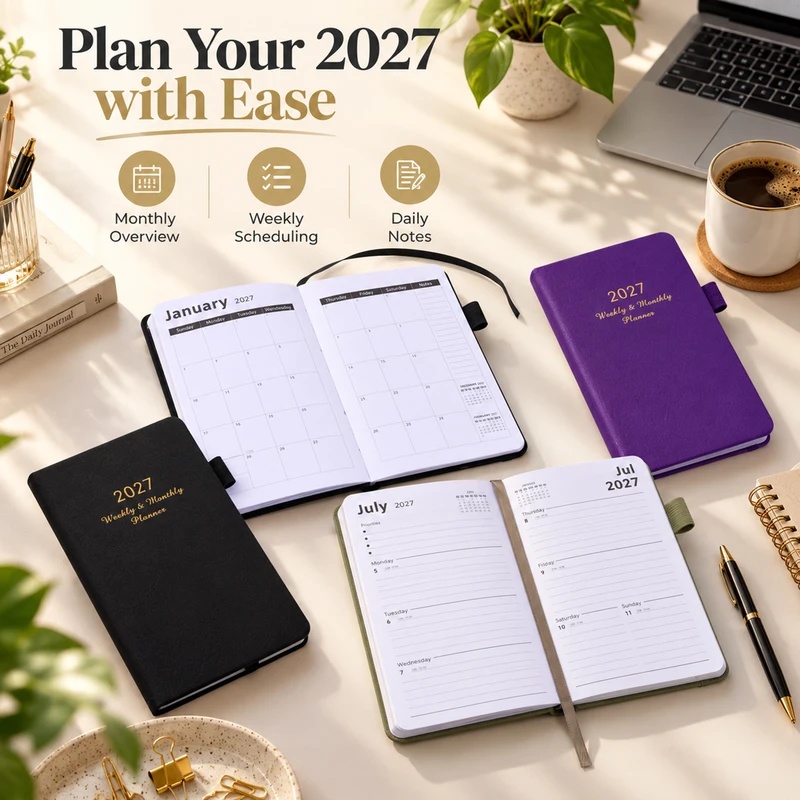 2027 Weekly & Monthly Planner, - Leather Work Diary Covers ulasan dan harga