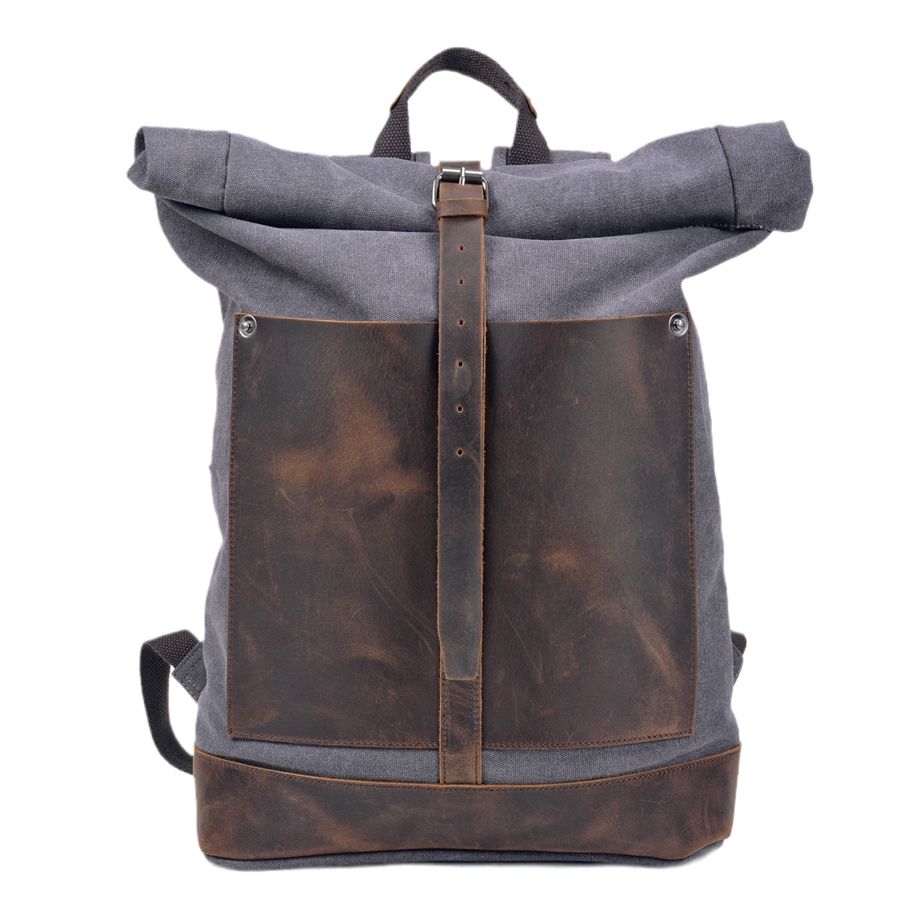 Men’s Waxed‑Canvas Roll‑Top Ru - Leather Work Rucksack Mens ulasan dan harga
